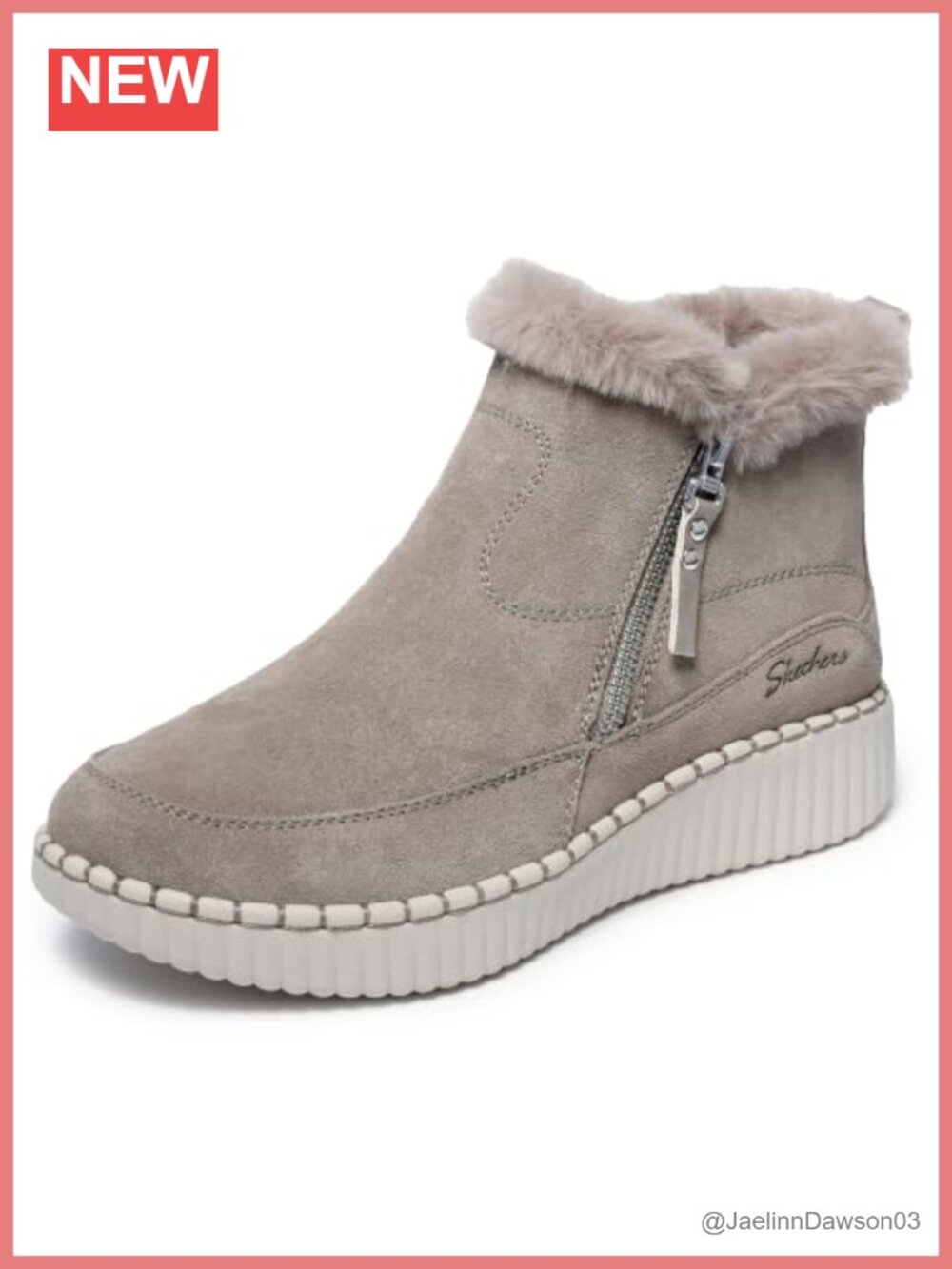 Skechers Womens Suede Ankle Bootie Air-Cooled Memory Foam Zip Boot